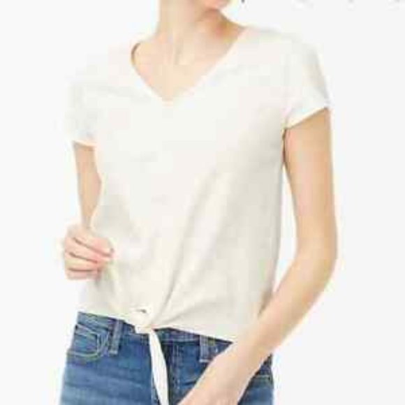 J Crew Textured Tie-Front Top in White (S) - Picture 1 of 4